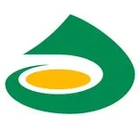 緑と黄色を基調とした、水滴のような形状のロゴマーク。