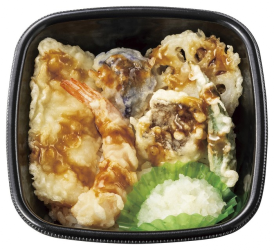 エビ/イカ/カレイ/野菜3種 おろし得天丼 602円(税込650円)