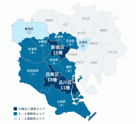 東京都内のLEGALAND開発実績(2026年1月末時点)